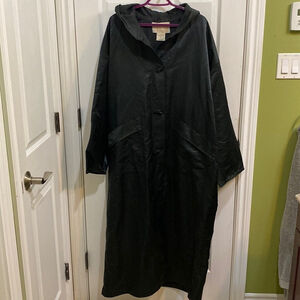 Vintage Linda Lundstrom LaParka Women Large Black Shell Pockets Hooded Rain Coat